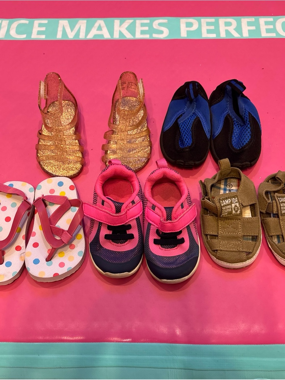 Toddler Girls Shoe Lot of 5 Size 3 Sandals, Swim Shoes, Sneakers, Jellies